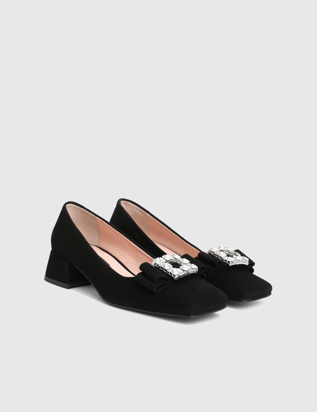 Bedis Black Suede Leather Women's Pump