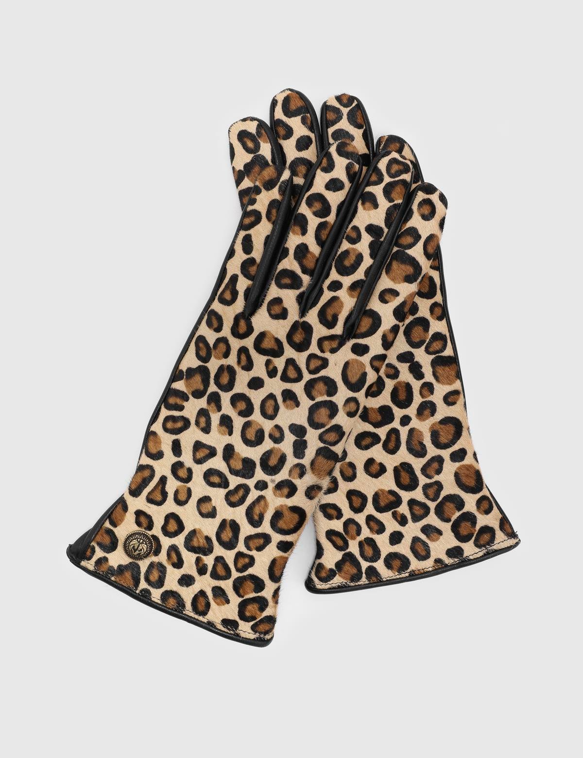 Bera Leopard Foal Fur Women's Leather Gloves
