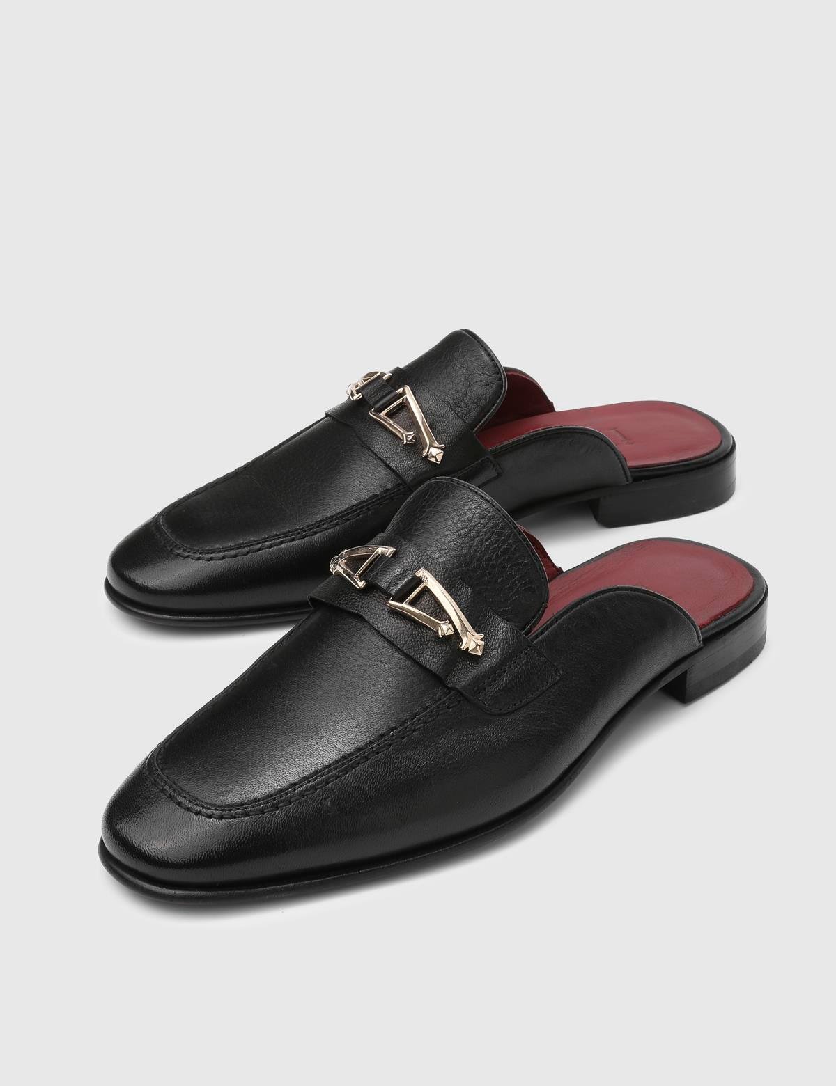 Bilston Black Leather Men's Slipper