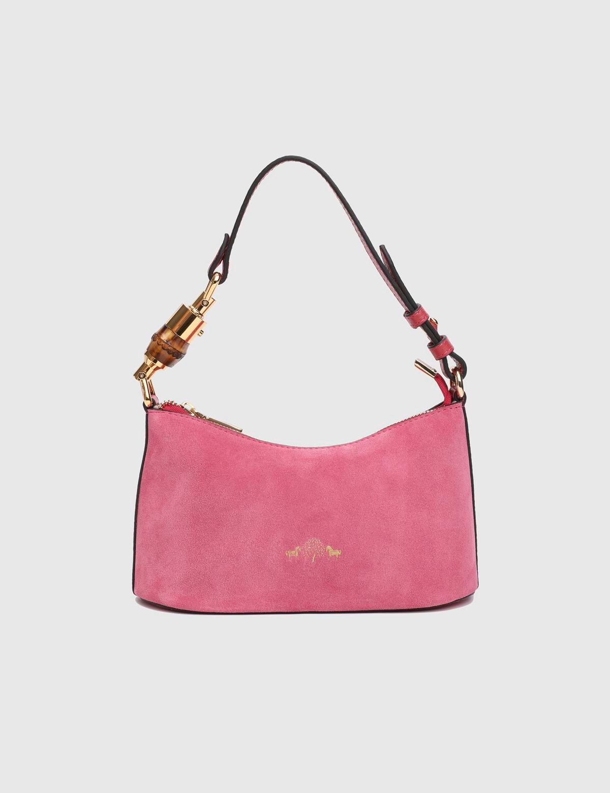 Blaise Pink Suede Leather Women's Shoulder Bag