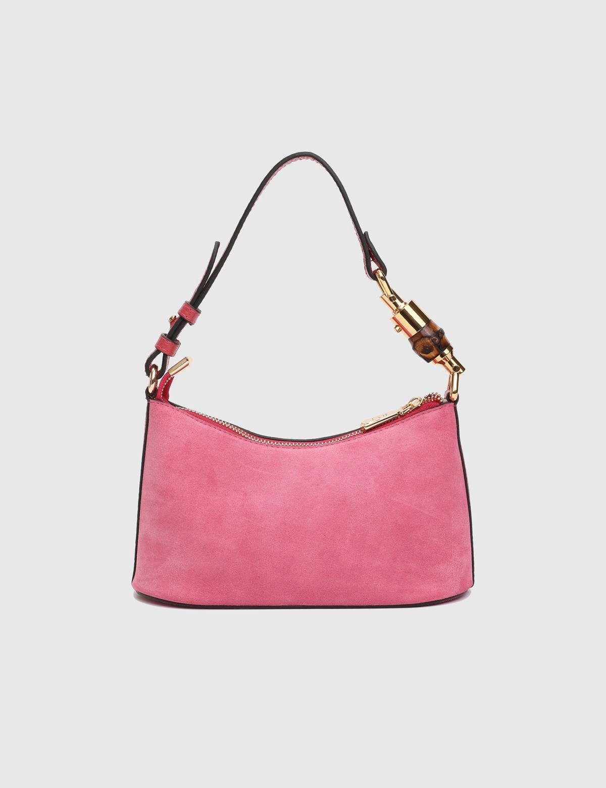 Blaise Pink Suede Leather Women's Shoulder Bag
