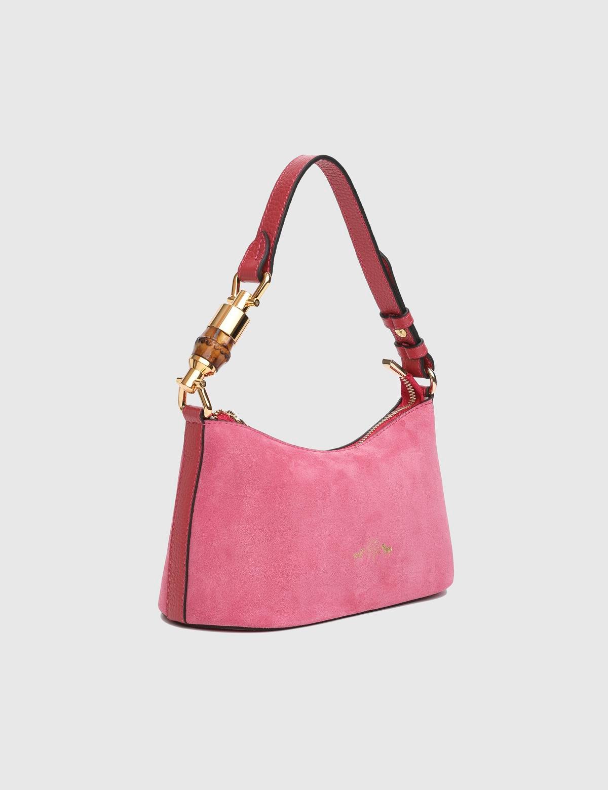 Blaise Pink Suede Leather Women's Shoulder Bag