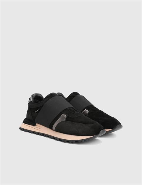 Blendina Black Suede Leather Women's Sneaker