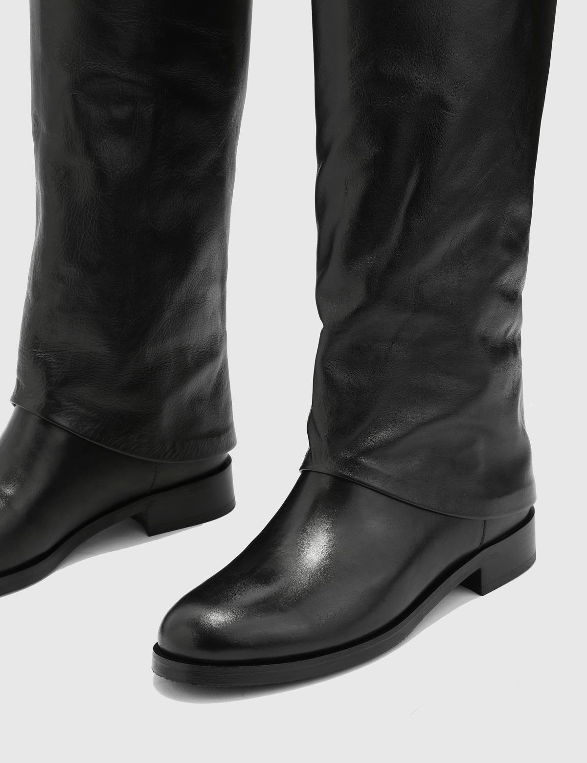 Bogense Black Leather Women's High Boot