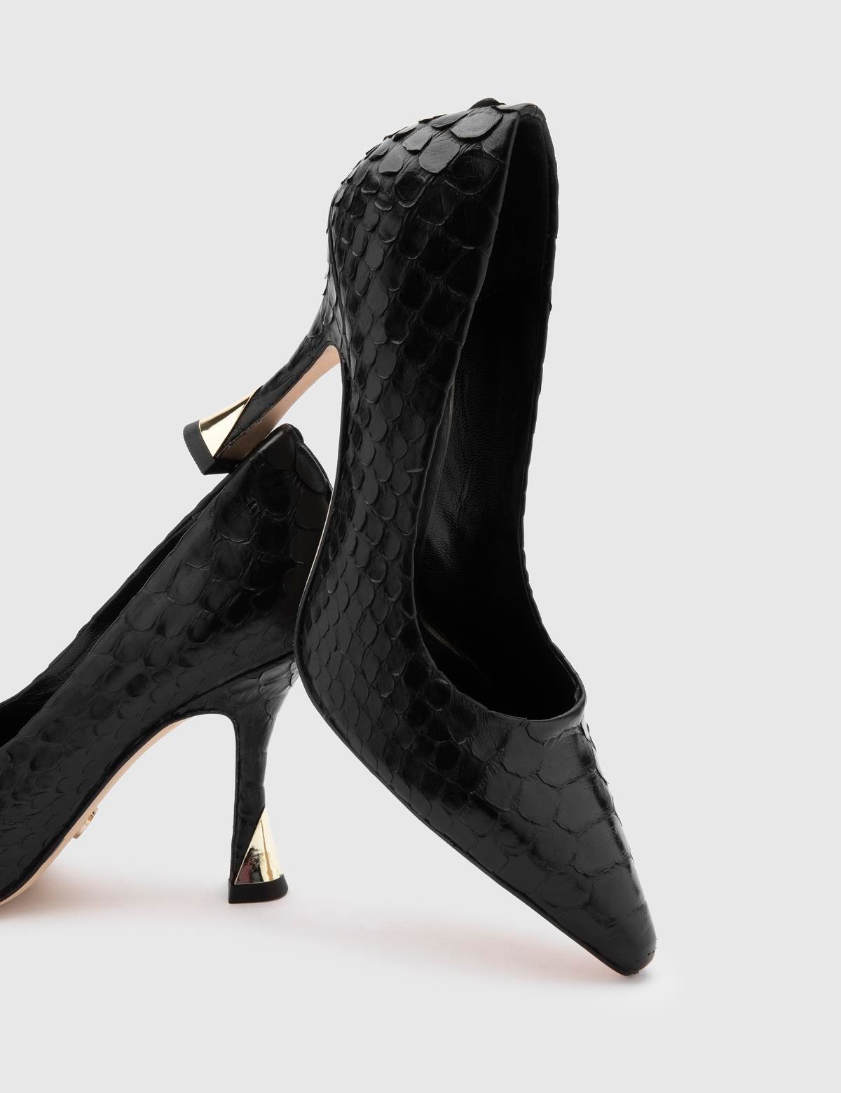 Bongor Black Snake Leather Women's Pump