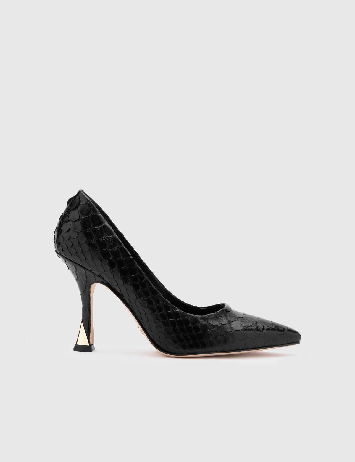 Bongor Black Snake Leather Women's Pump