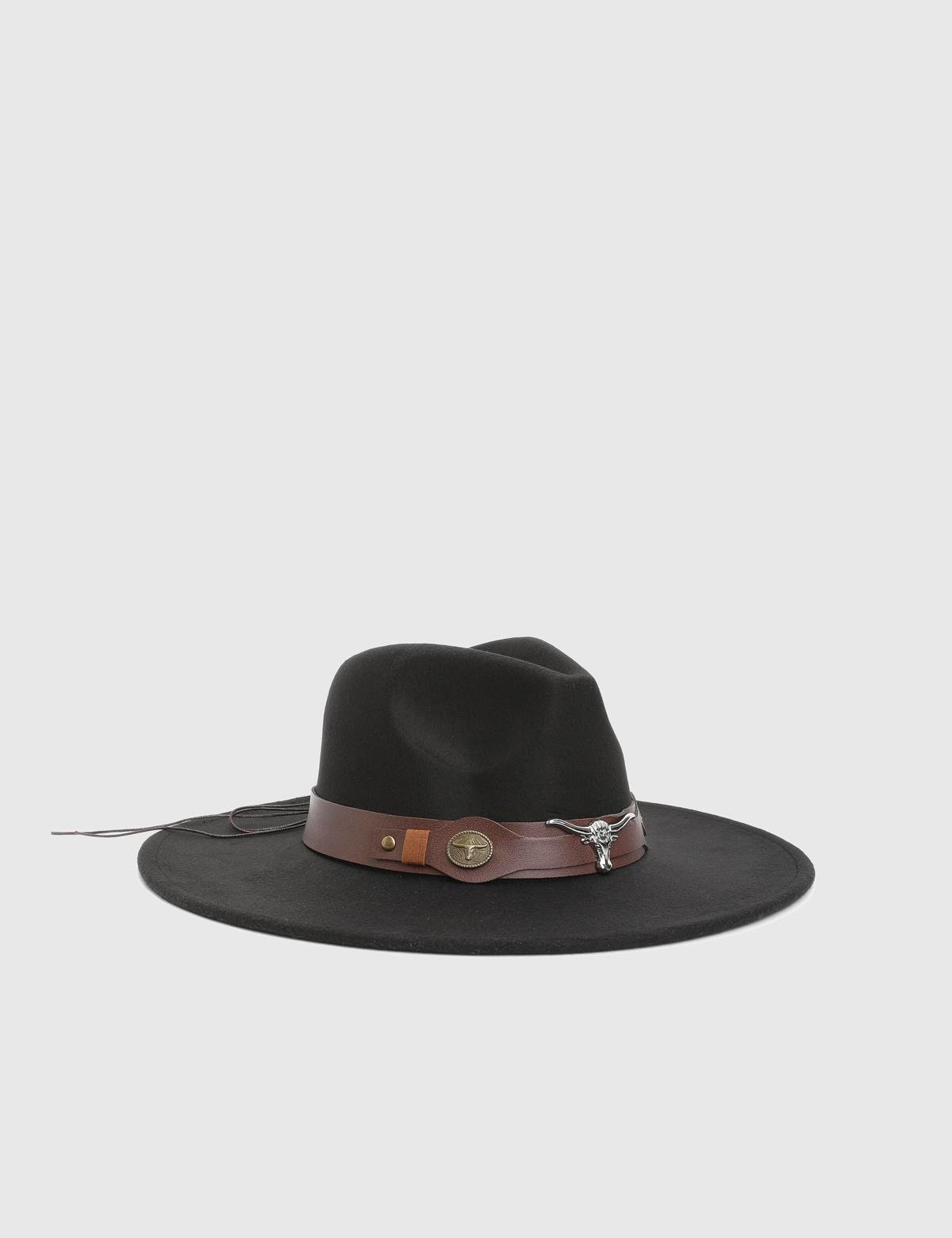 Bratok Black Unisex Cashmere Cowboy Hat