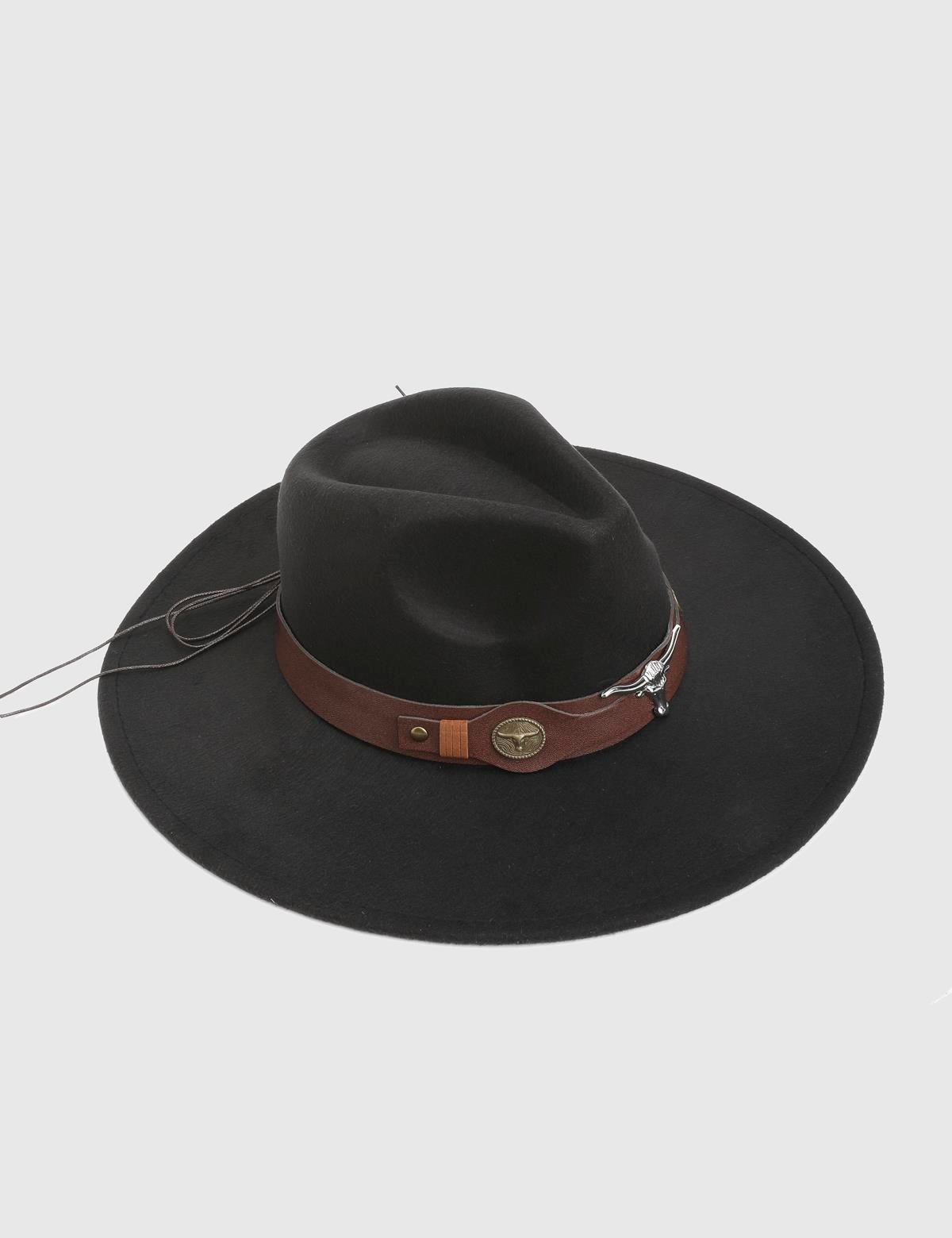 Bratok Black Unisex Cashmere Cowboy Hat