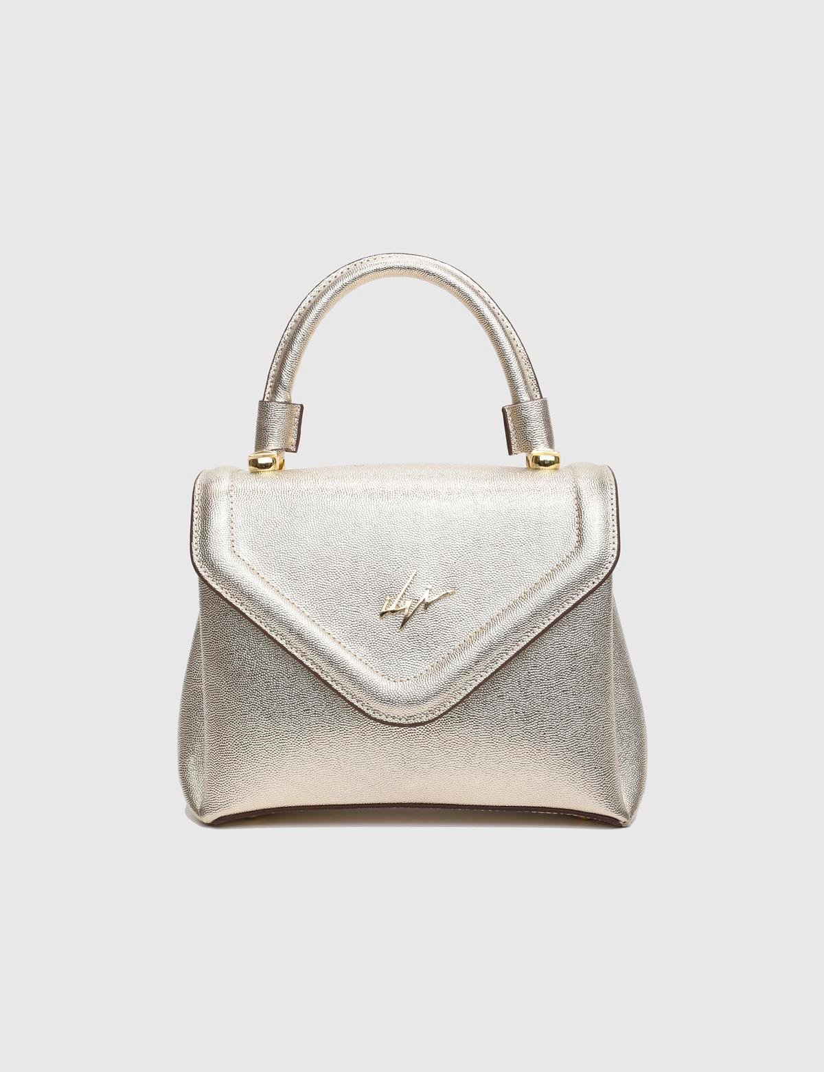 Brazilya Gold Printed Leather Women's Handbag