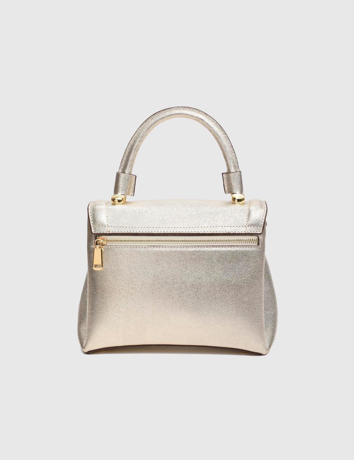 Brazilya Gold Printed Leather Women's Handbag