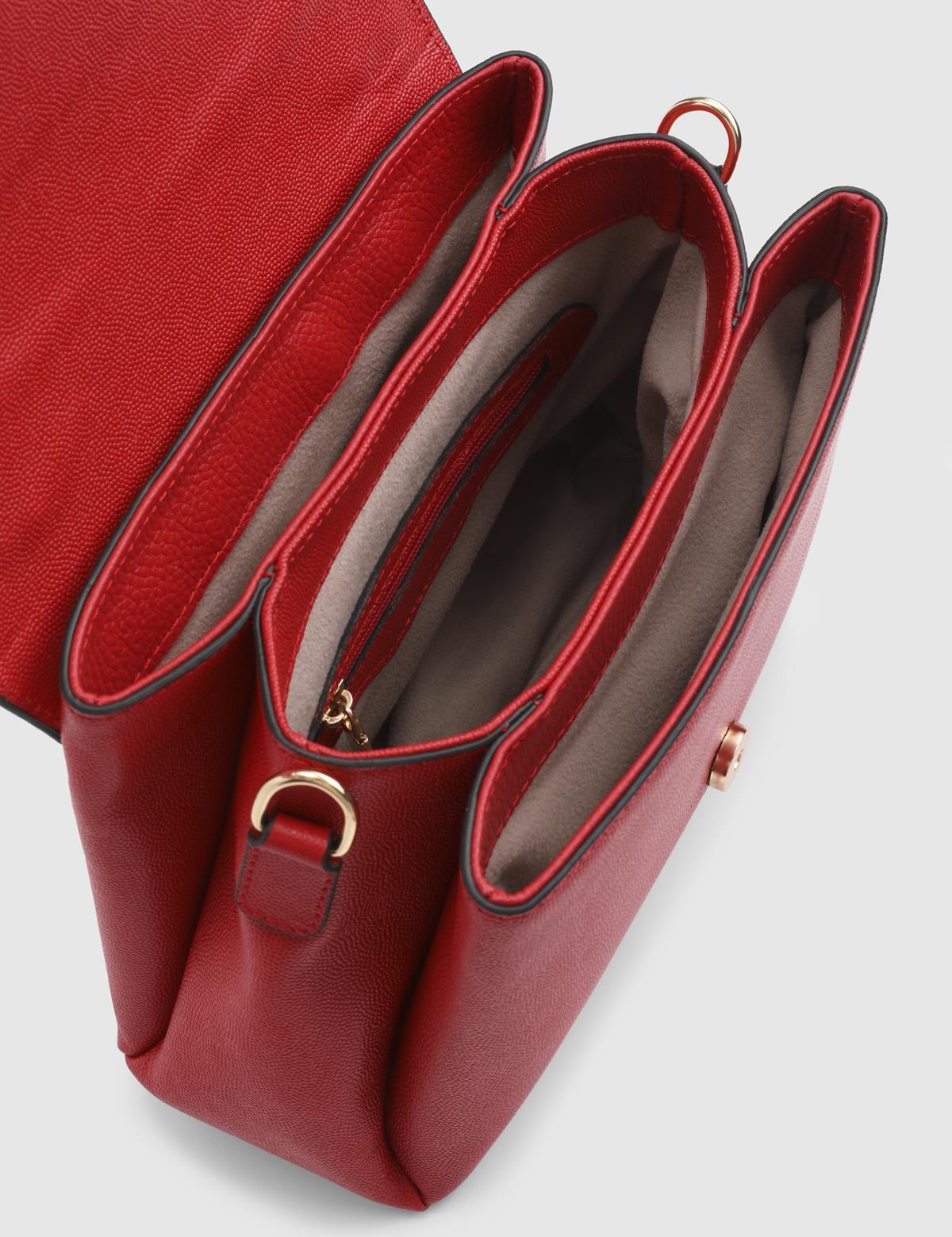 Brazilya Red Printed Leather Women's Handbag