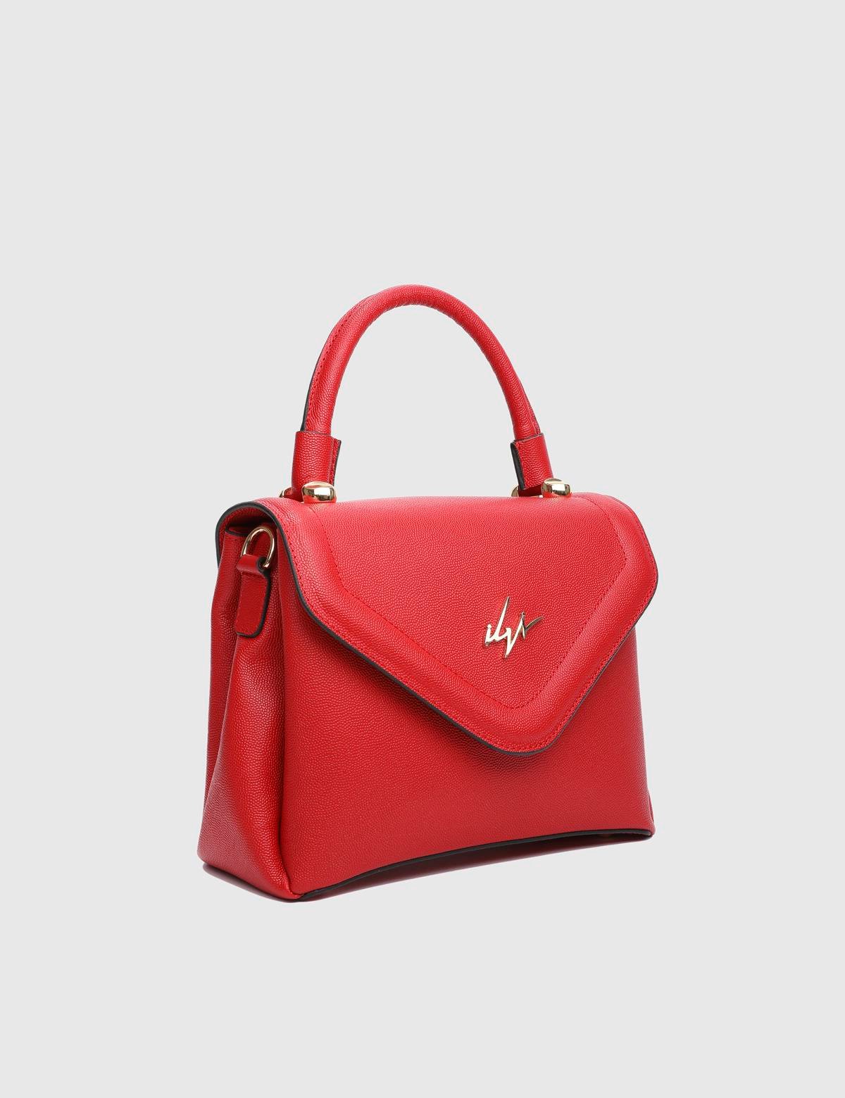 Brazilya Red Printed Leather Women's Handbag