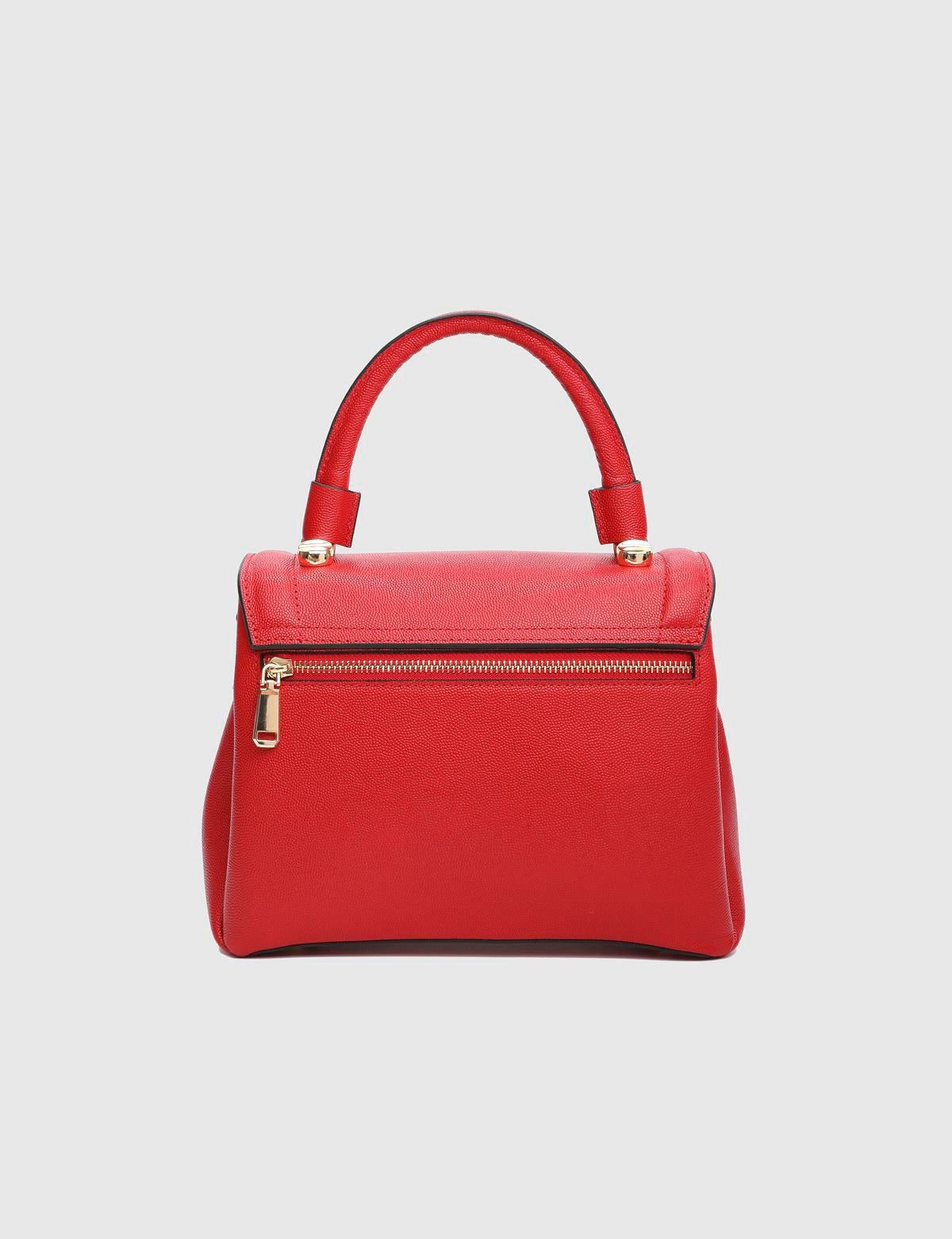 Brazilya Red Printed Leather Women's Handbag