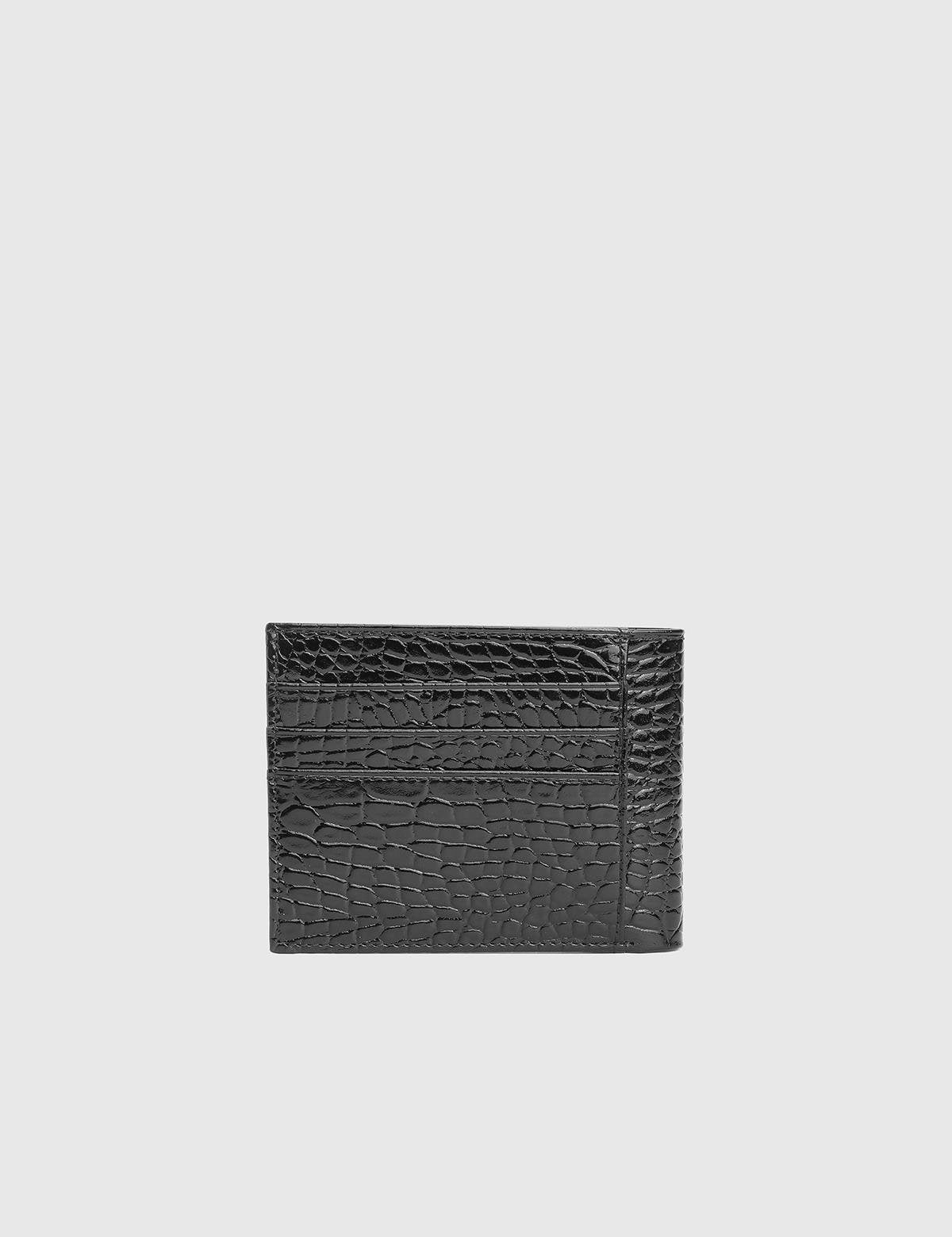 Breda Black Leather Crocodile Men's Wallet