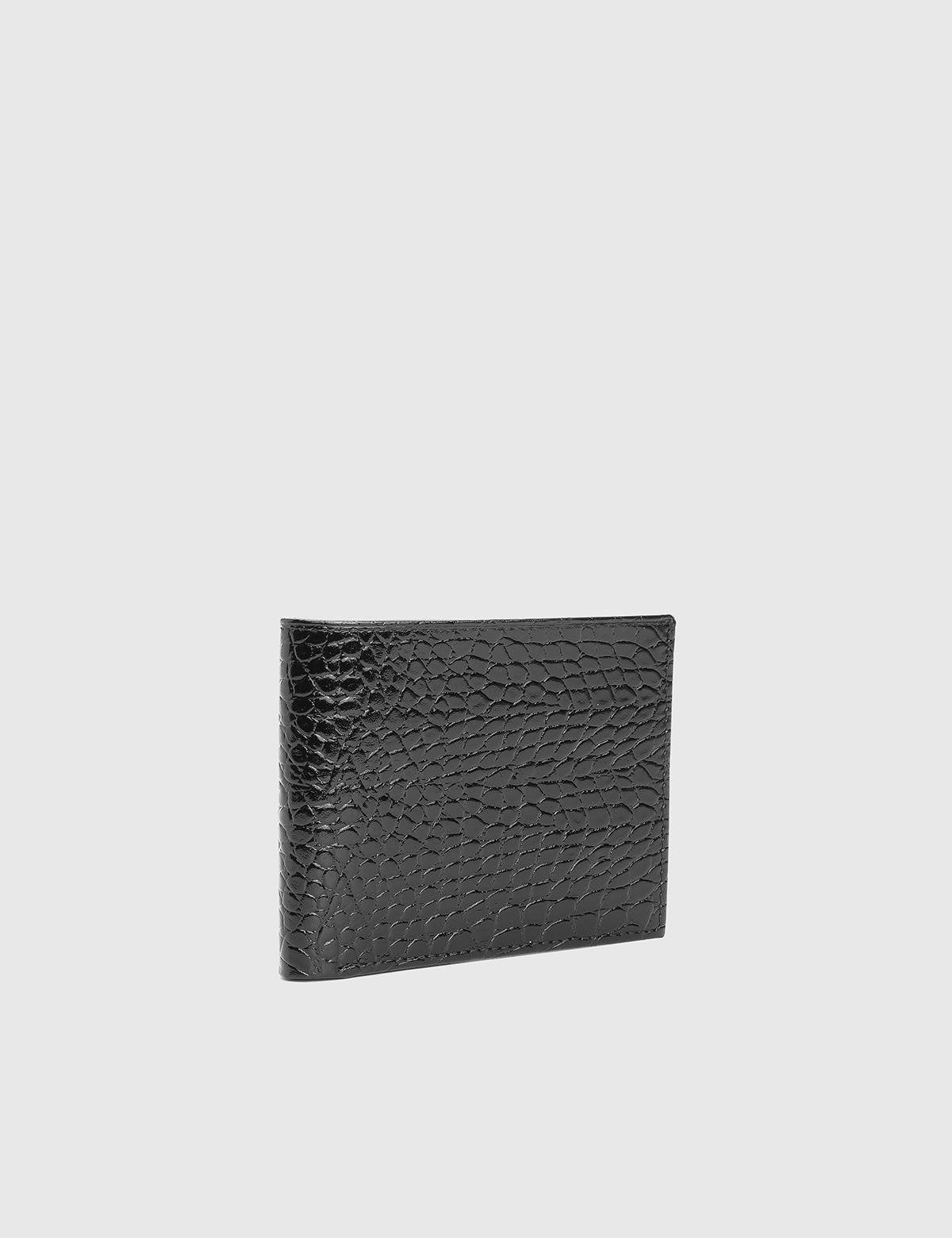 Breda Black Leather Crocodile Men's Wallet