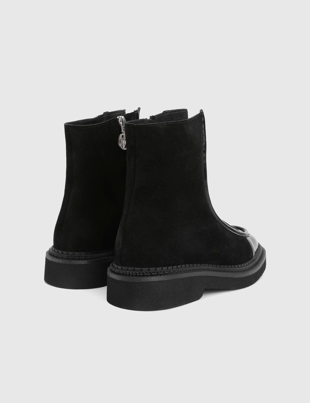 Brisie Black Patent Leather Suede Women's Boot