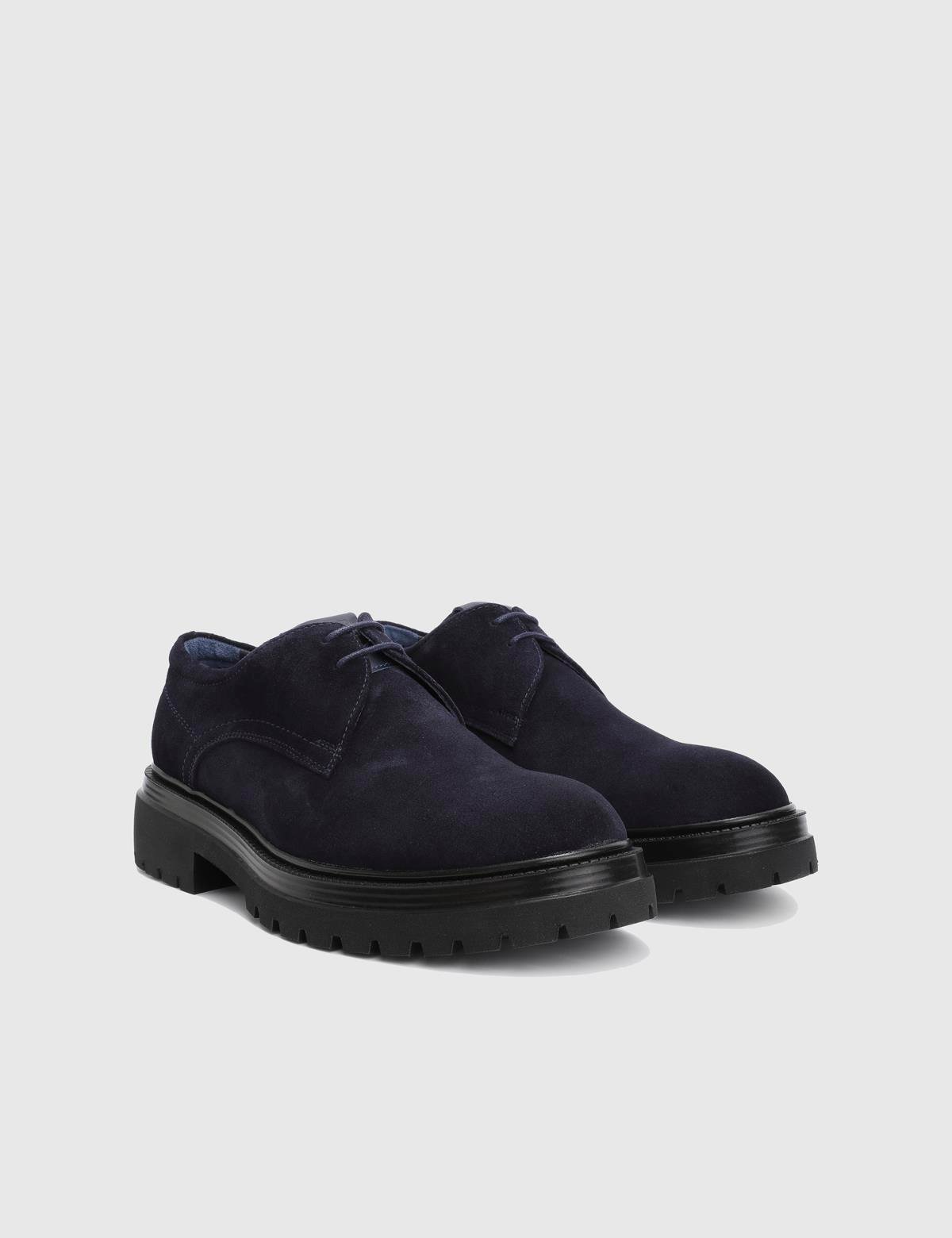 Bruno Navy Blue Suede Leather Men's Oxford