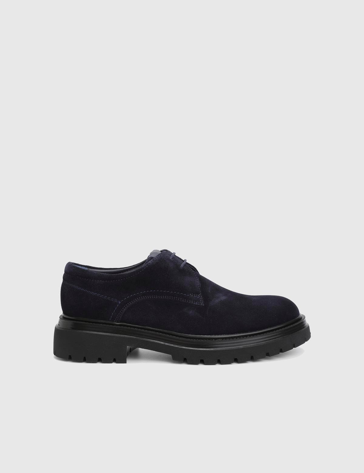 Bruno Navy Blue Suede Leather Men's Oxford