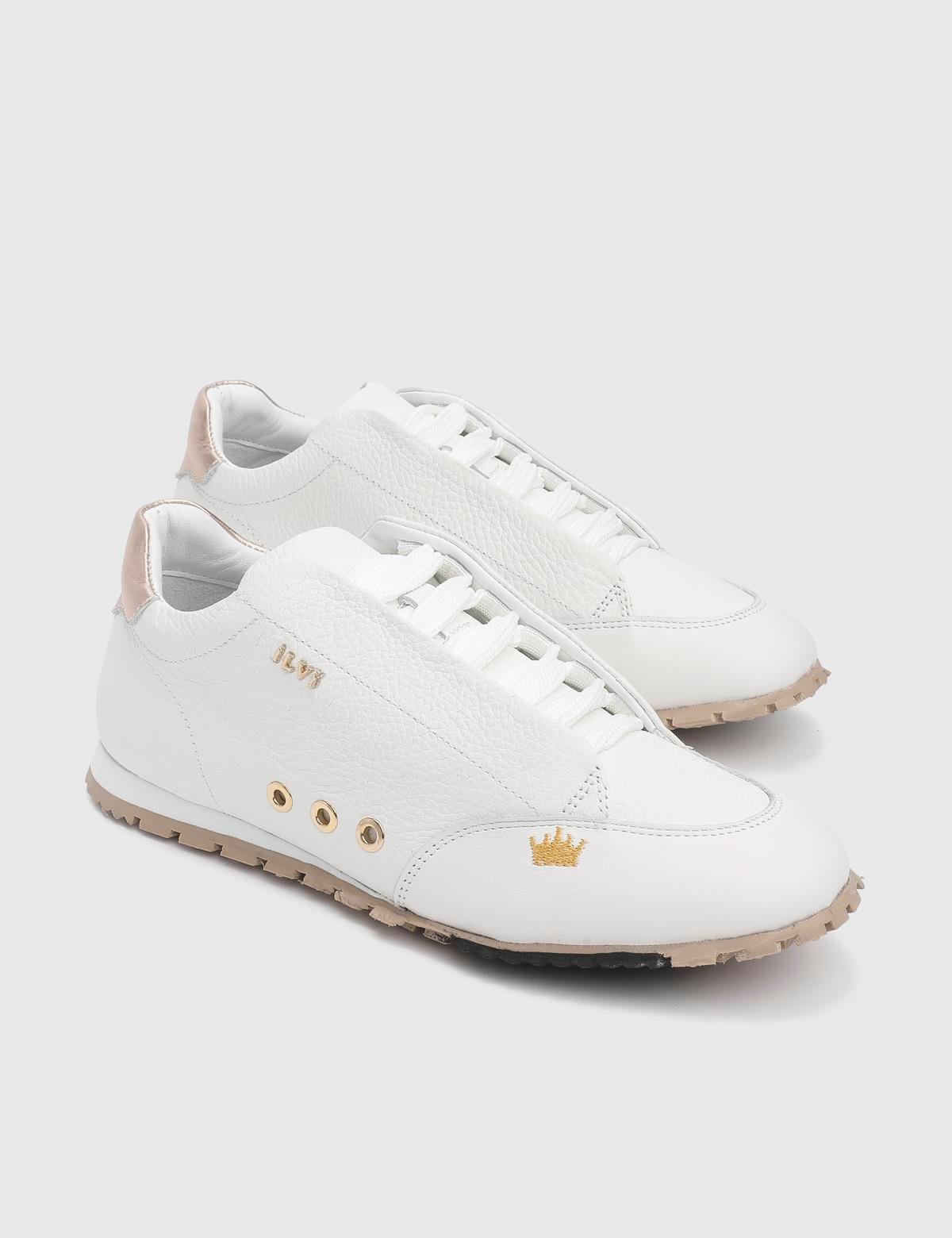 Calisto White Floater Leather Suede Women's Sneaker