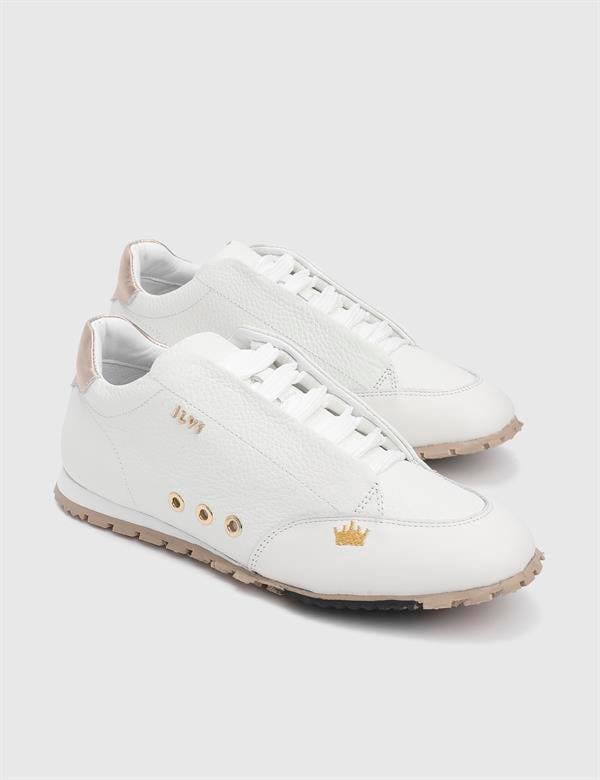 Calisto White Floater Leather Suede Women's Sneaker