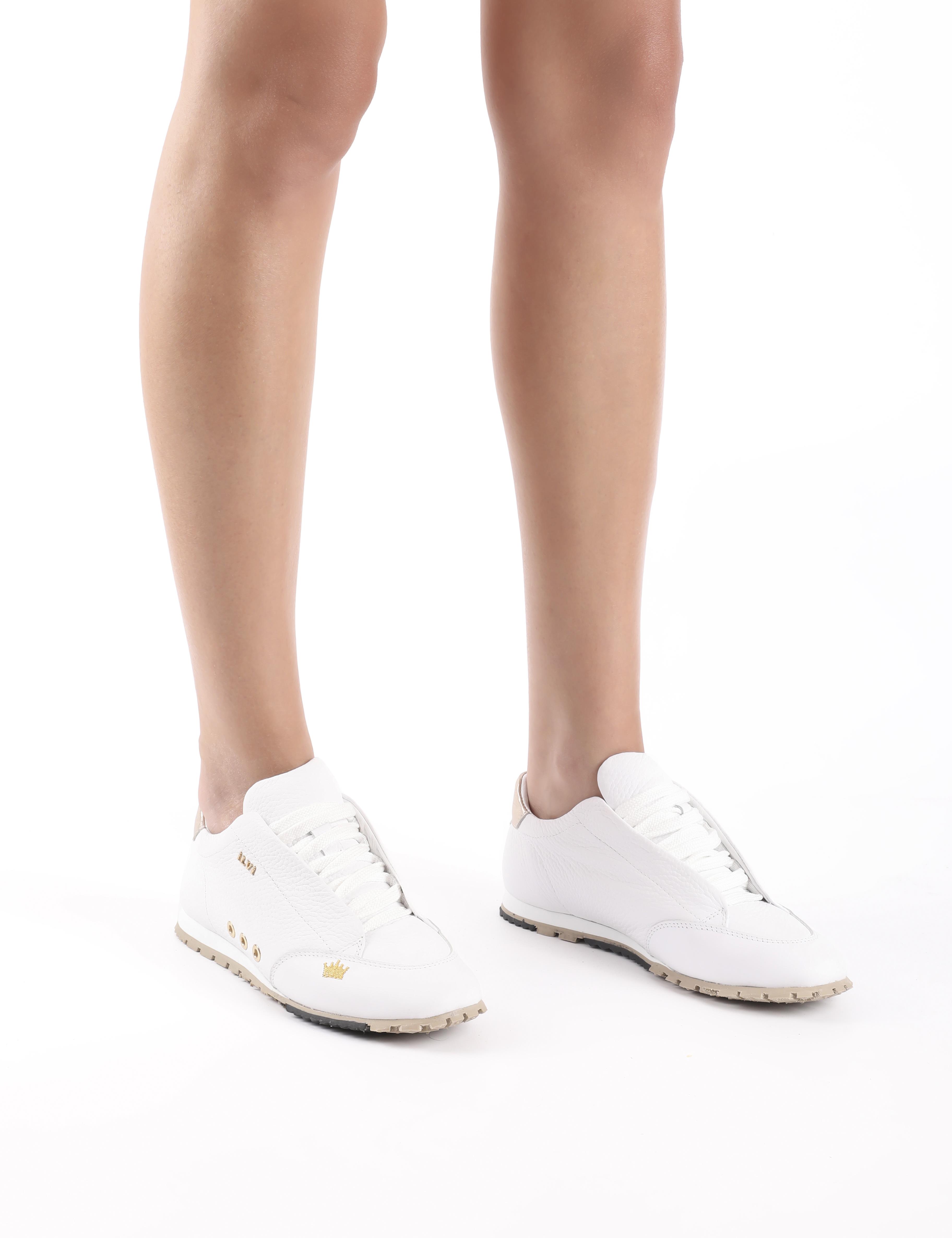 Calisto White Floater Leather Suede Women's Sneaker