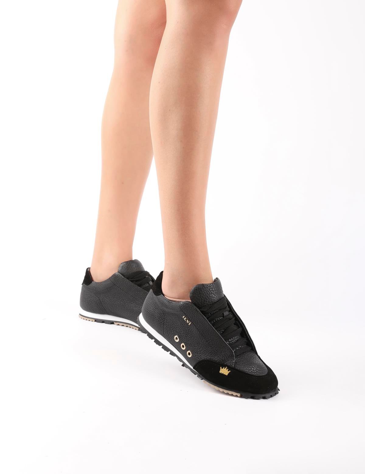 Calisto Black Floater Leather Suede Women's Sneaker