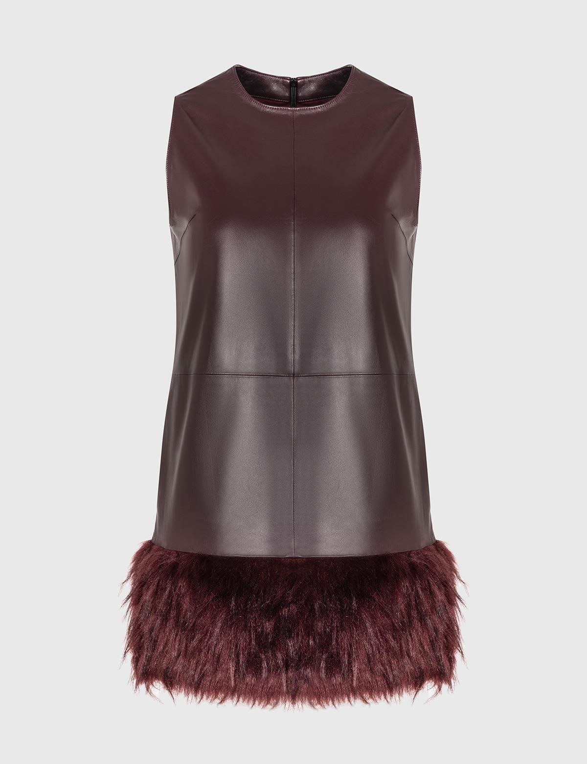 Callia Burgundy Women's Leather Dress