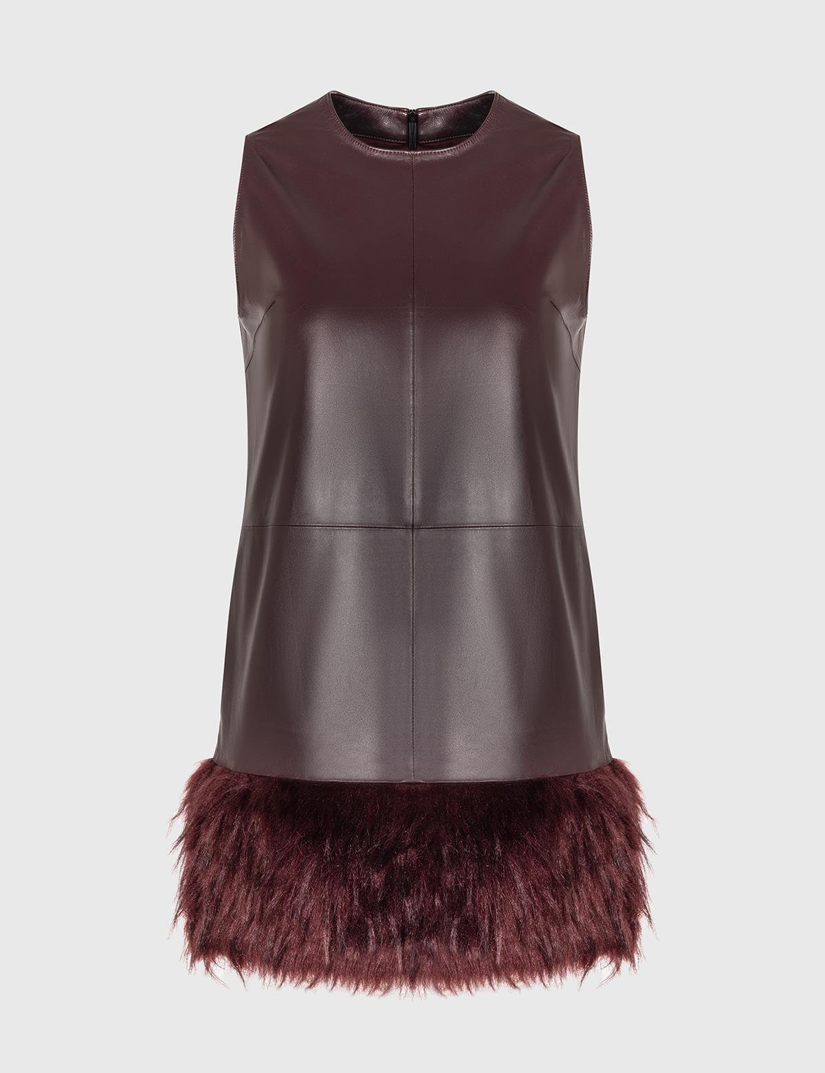 Callia Burgundy Women's Leather Dress