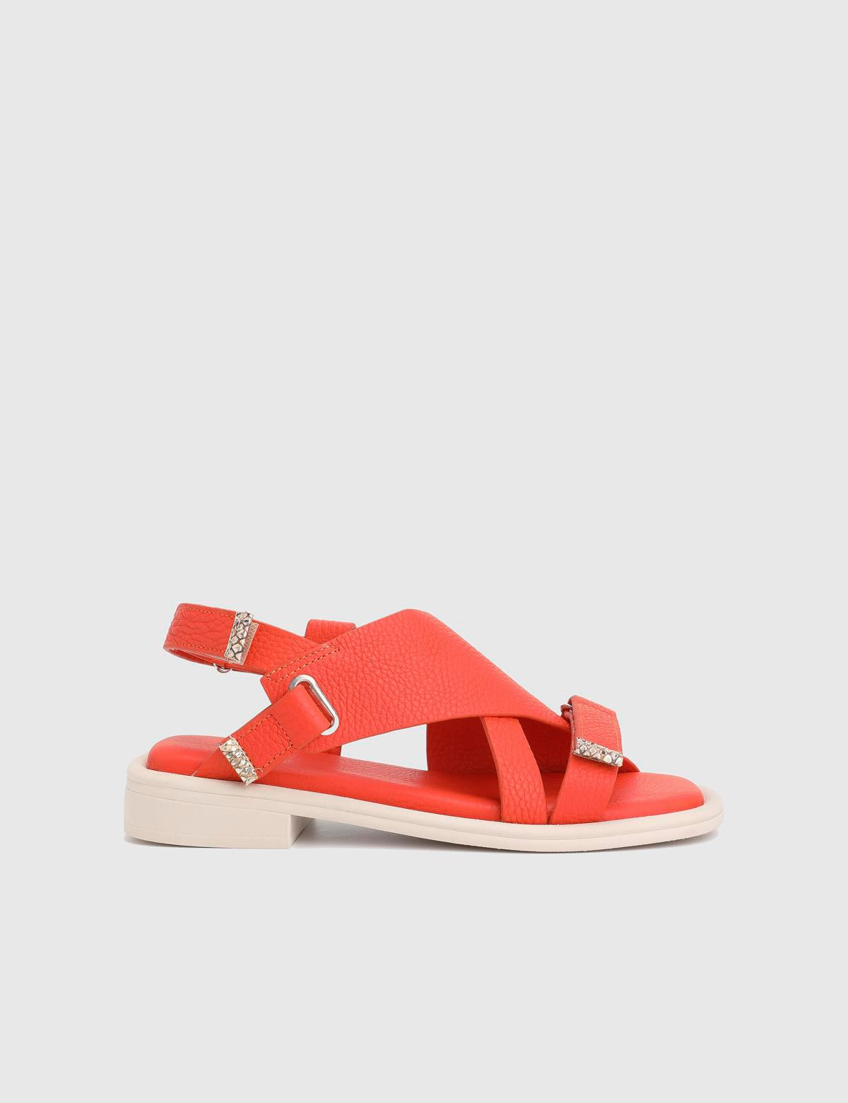 Carcee Orange Floater Leather Women's Sandal