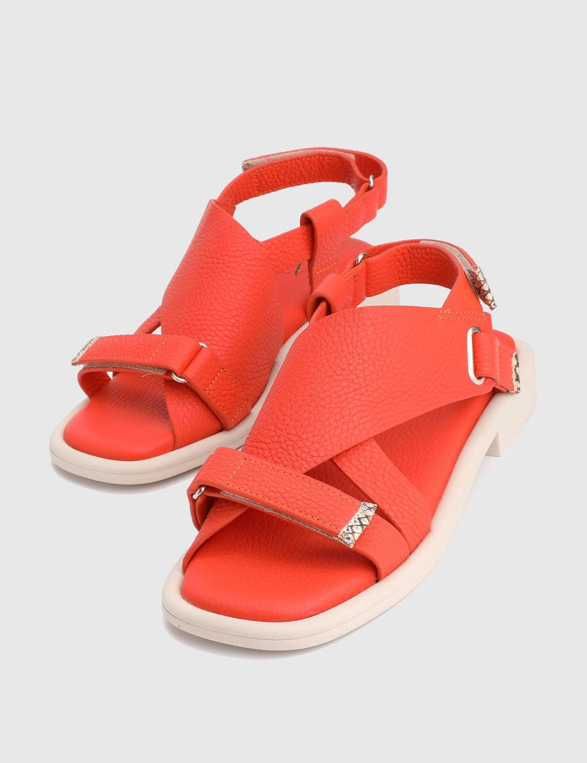 Carcee Orange Floater Leather Women's Sandal
