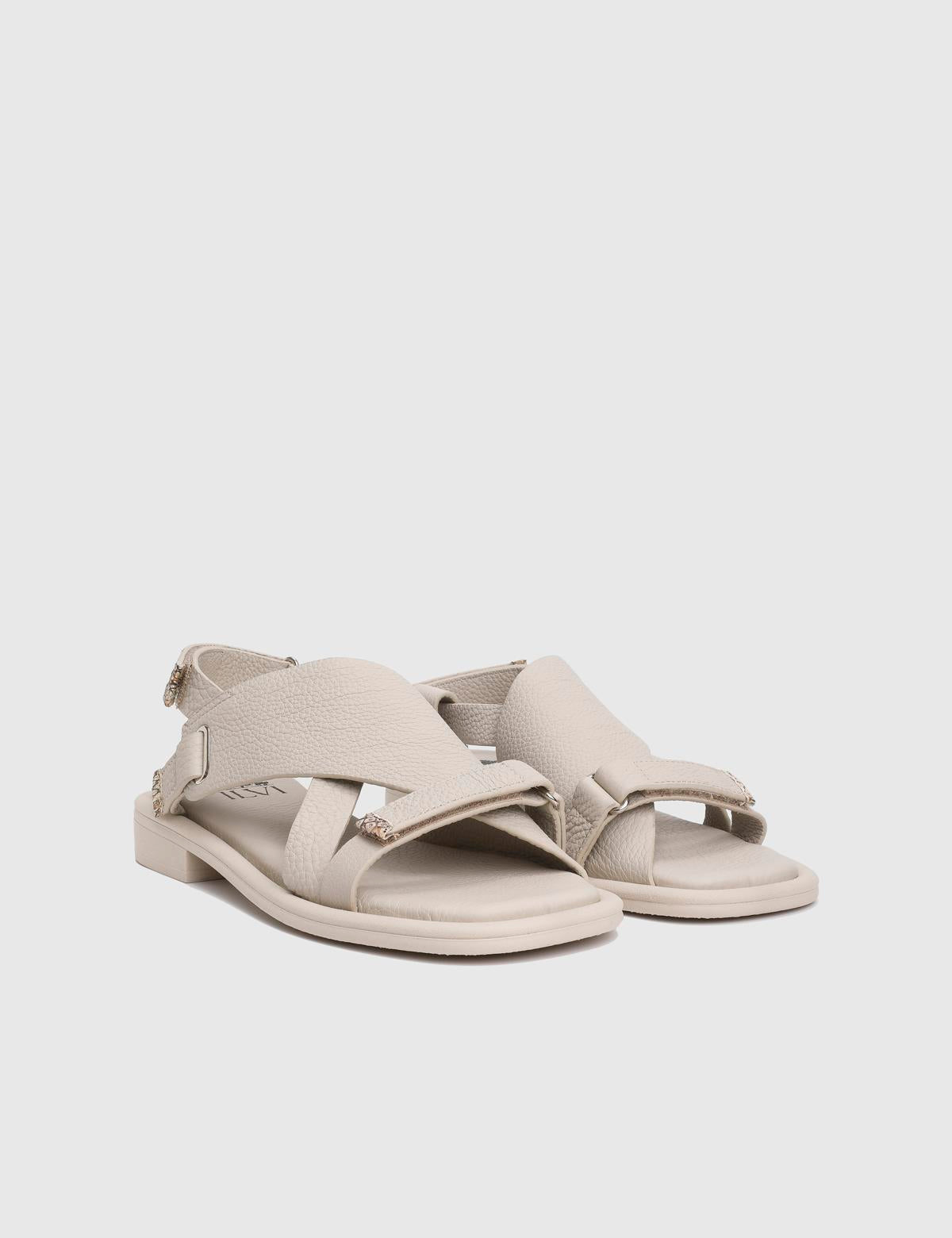 Carcee Beige Floater Leather Women's Sandal