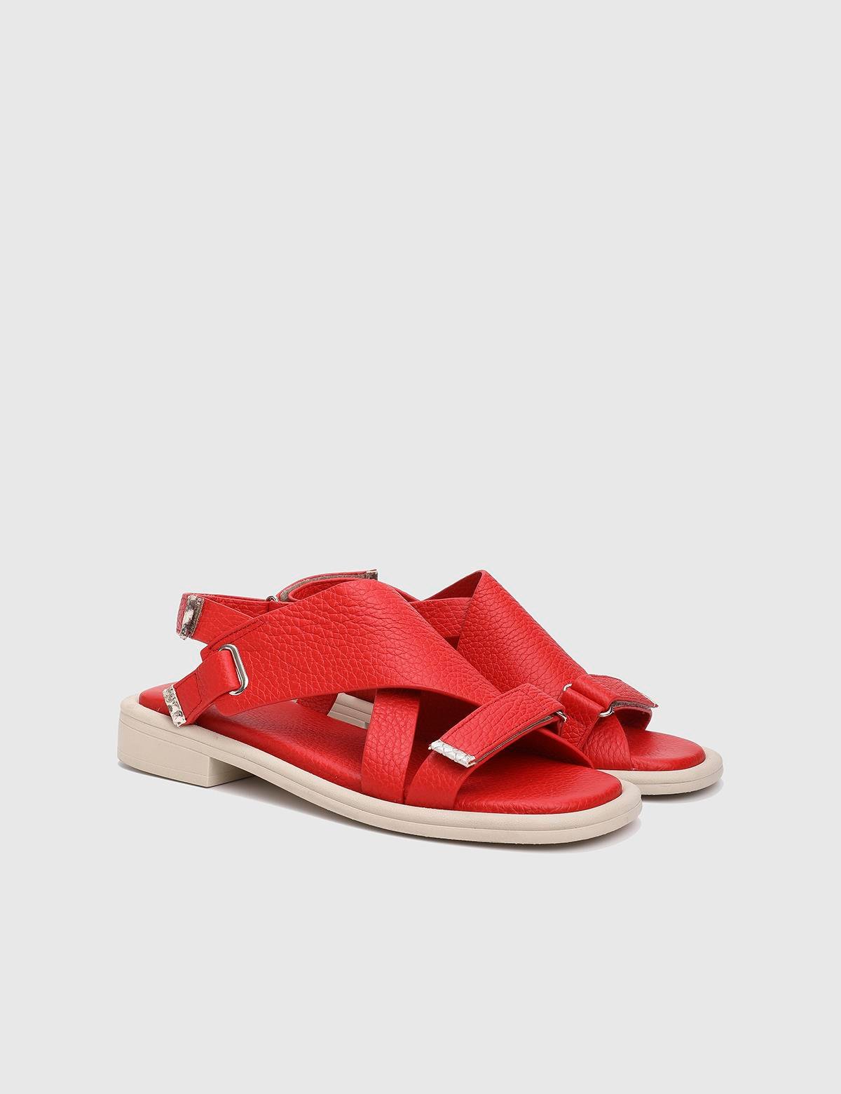 Carcee Red Floater Leather Women's Sandal