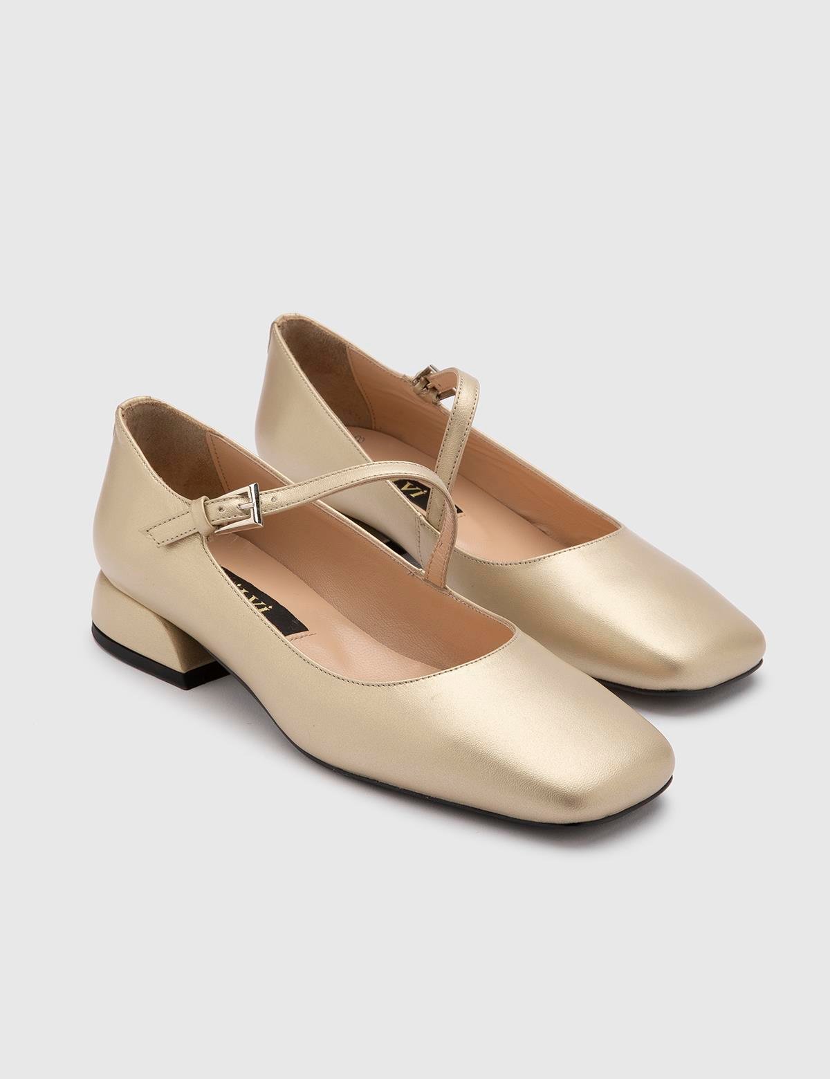 Ceiba Damen-Ballerina aus goldenem Leder