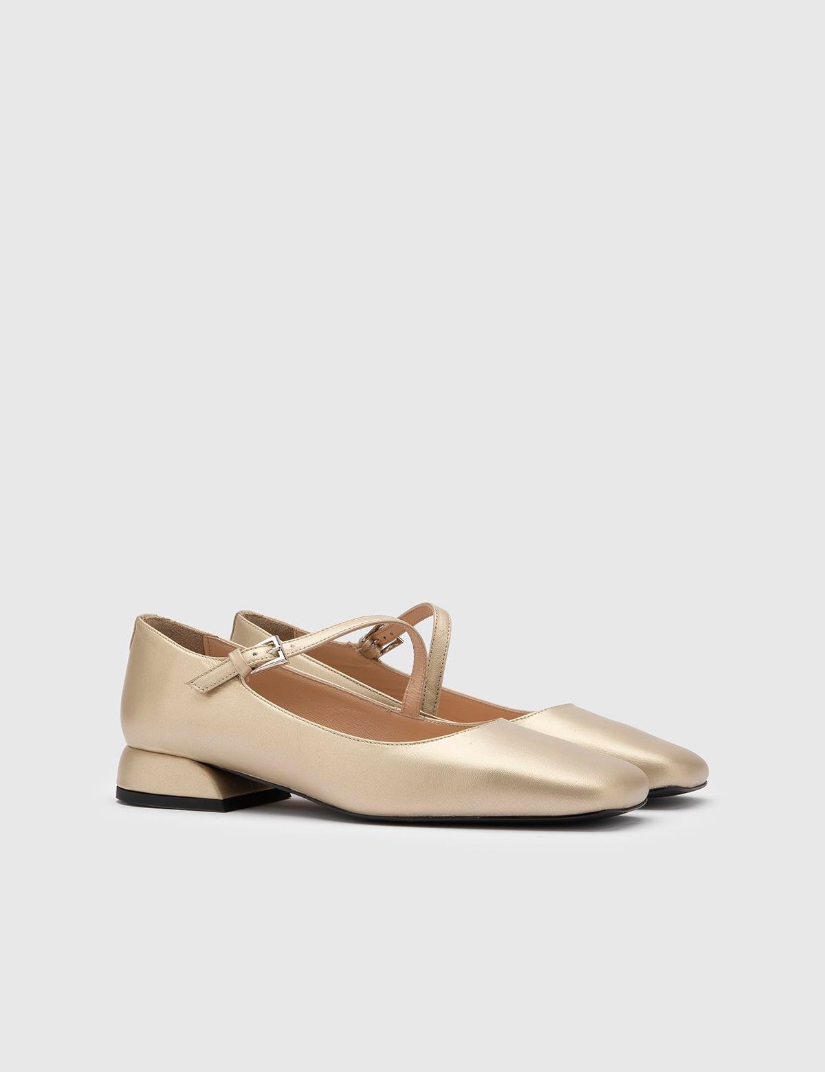 Ceiba Gold Leather Women's Ballerina
