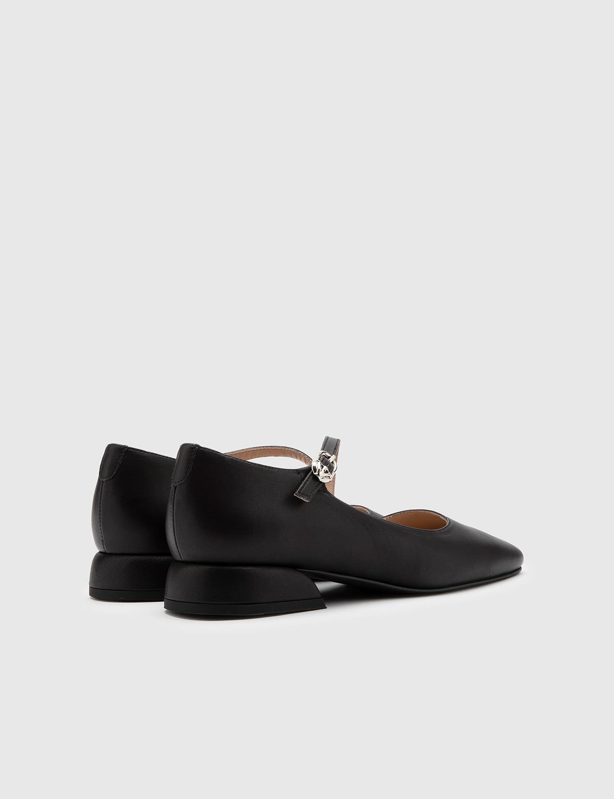 Ceiba Black Leather Women's Ballerina