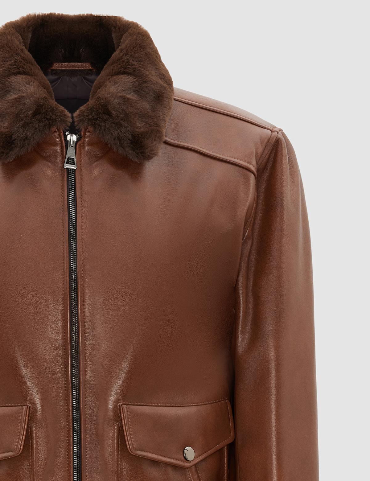 Clay Saddle Brown Men's Leather Aviator Bomber Jacket