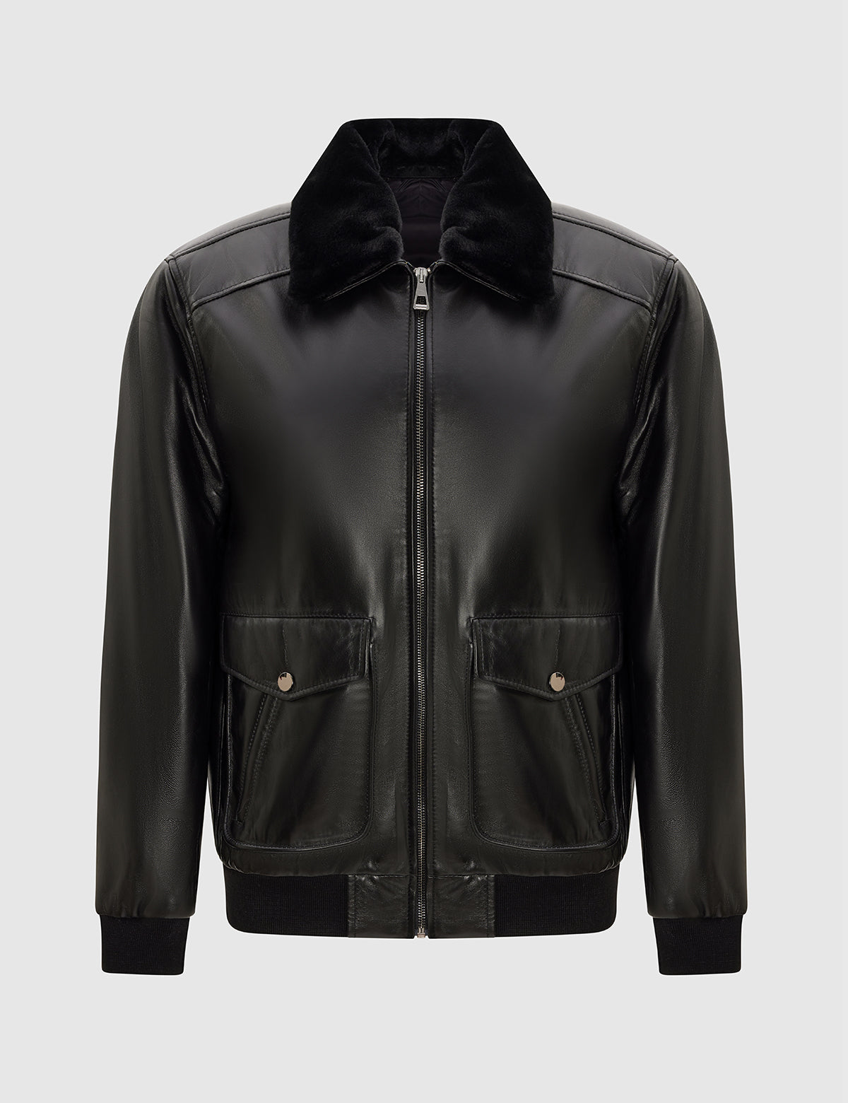 Clay Black Men's Leather Aviator Bomber Jacket