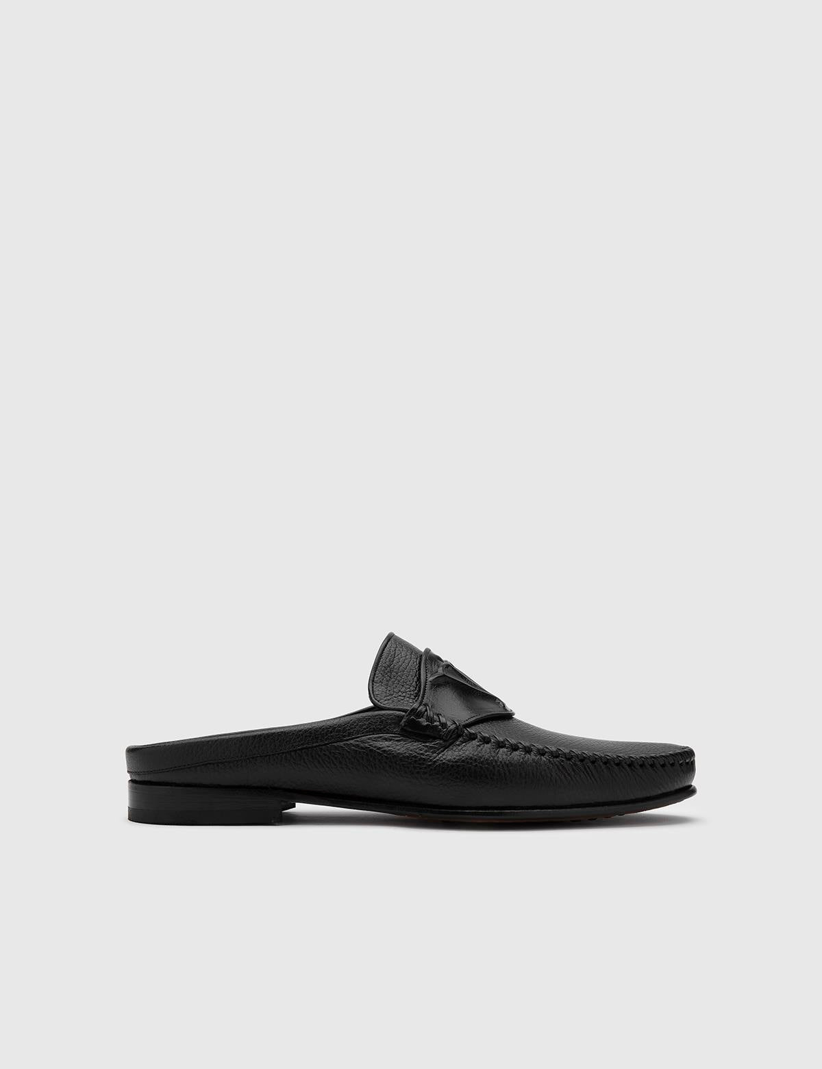 Cohen Black Floater Leather Men's Slipper