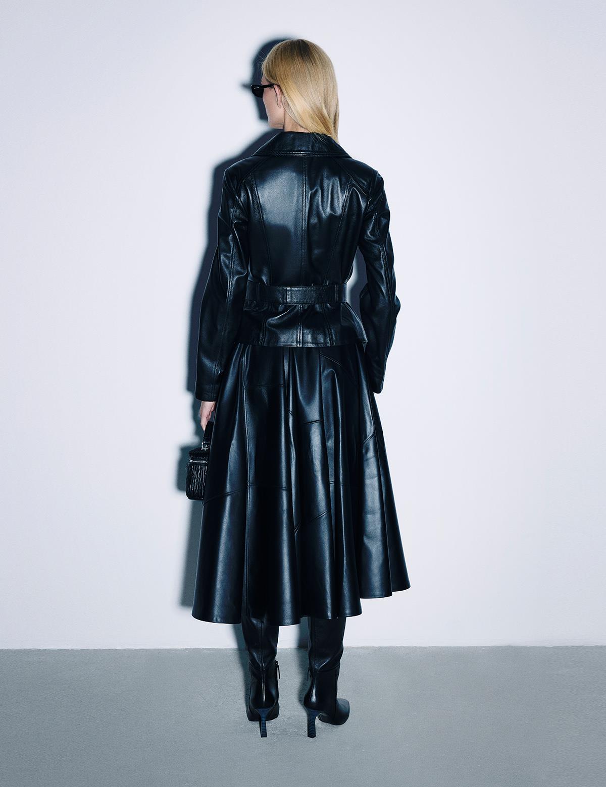 Cral Black Women's Leather Skirt