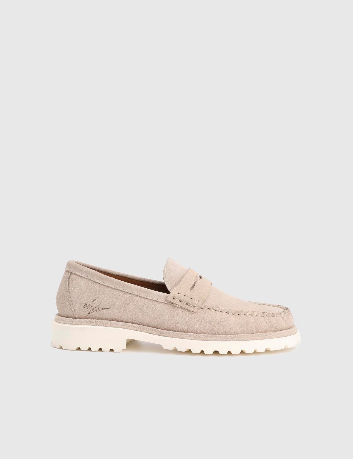 Crowle Beige Suede Leather Men's Loafer