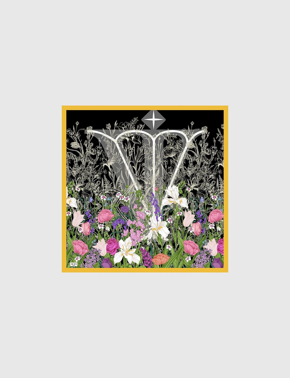 Darsena Black-White-Multicolor Silk Chiffon Women's Bandana