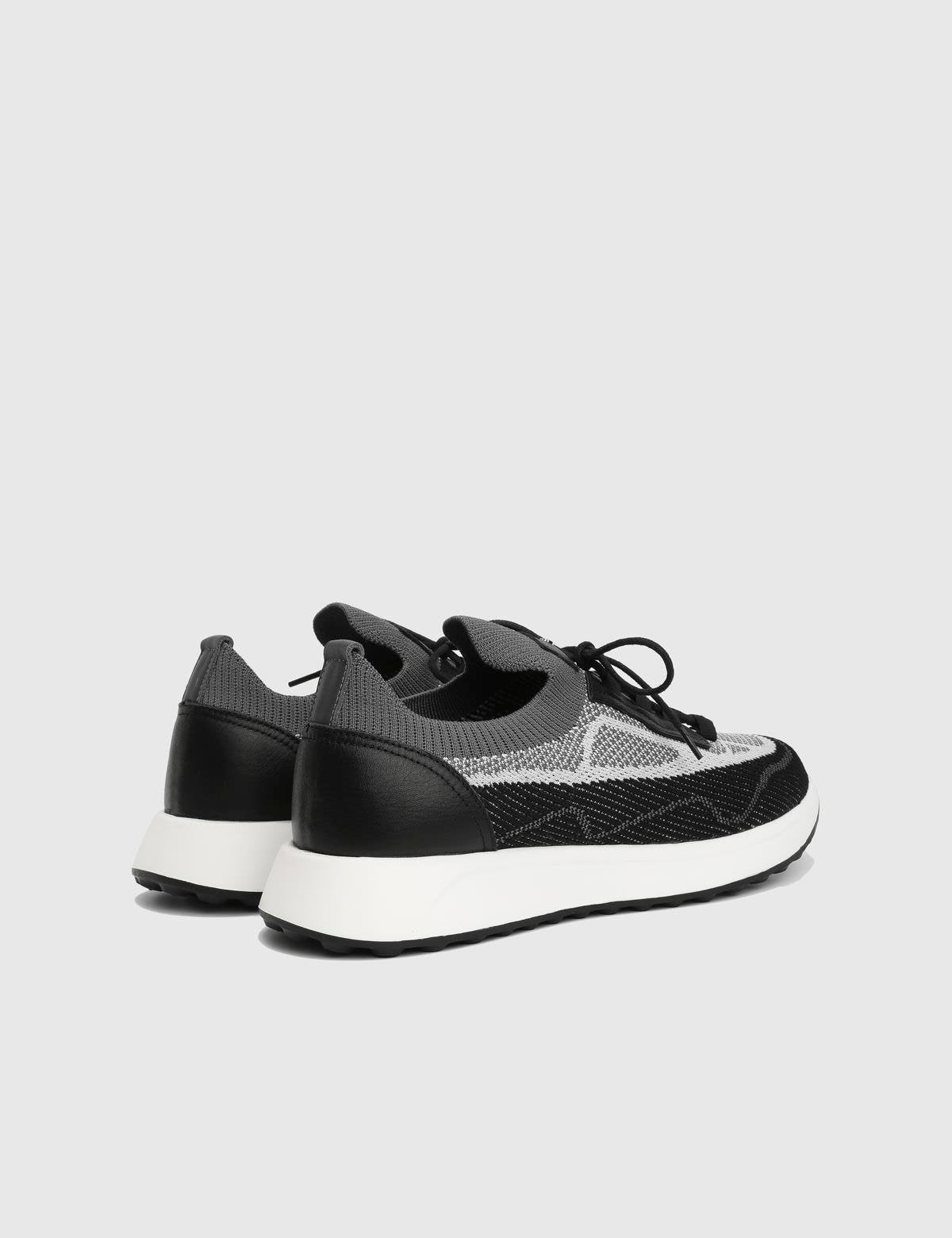 Darwin Black Leather Tricot Men's Sneaker