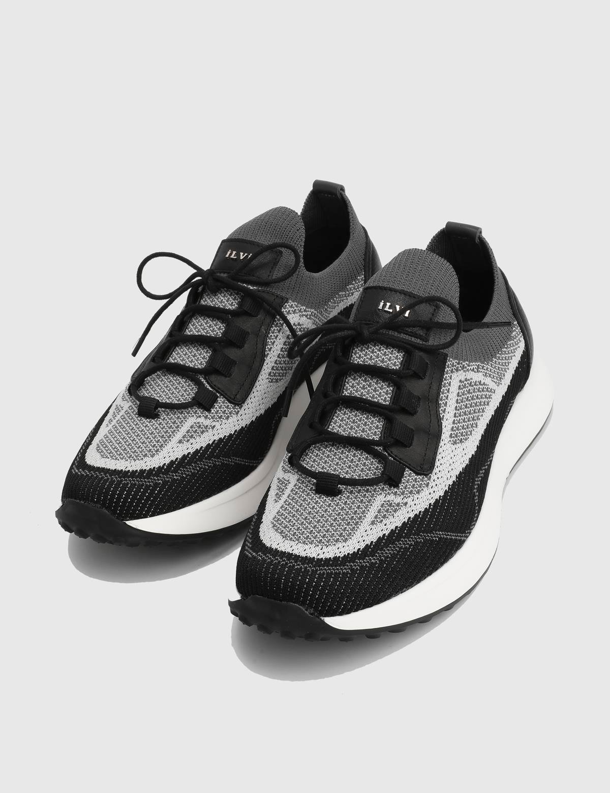 Darwin Black Leather Tricot Men's Sneaker