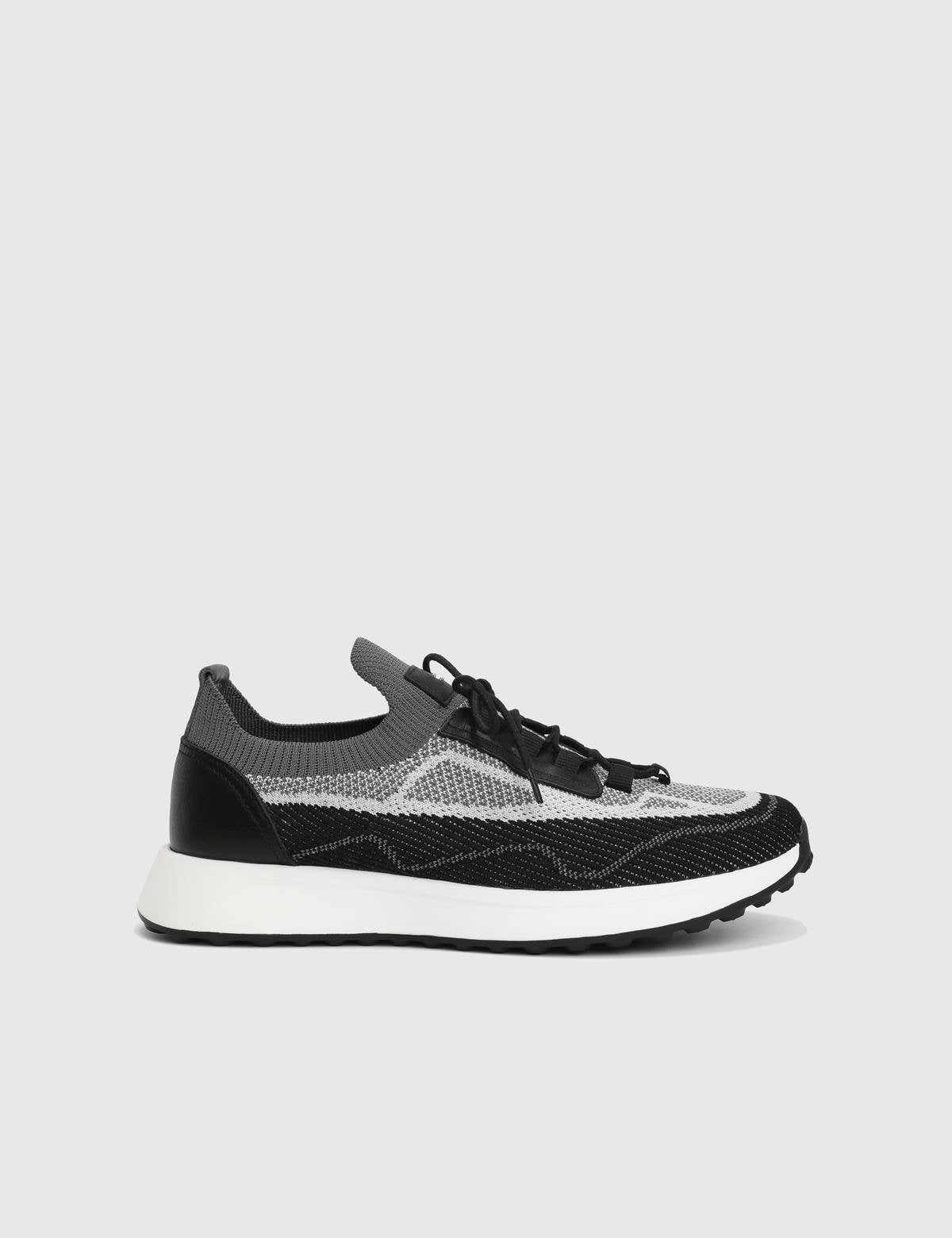 Darwin Black Leather Tricot Men's Sneaker