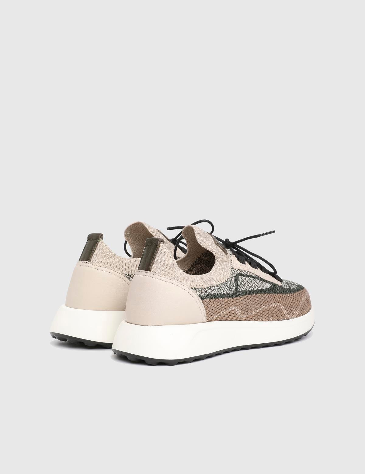 Darwin Beige Leather Tricot Men's Sneaker