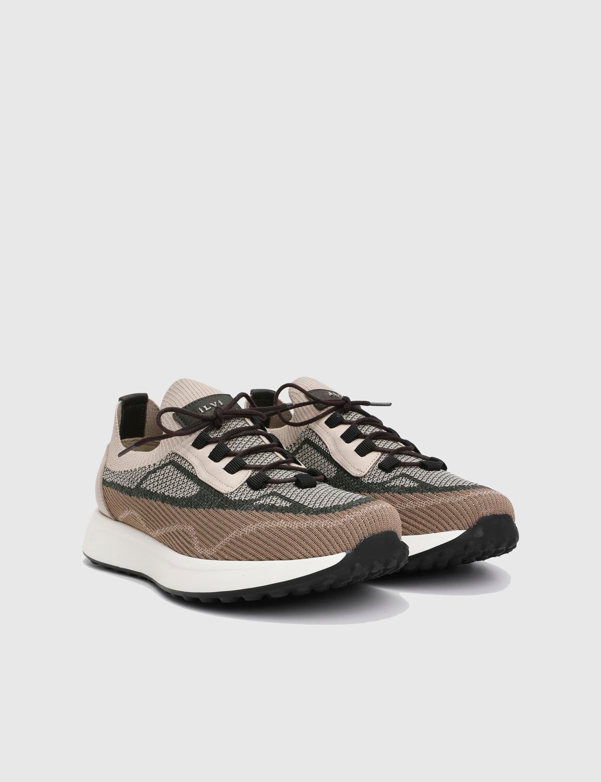 Darwin Beige Leather Tricot Men's Sneaker