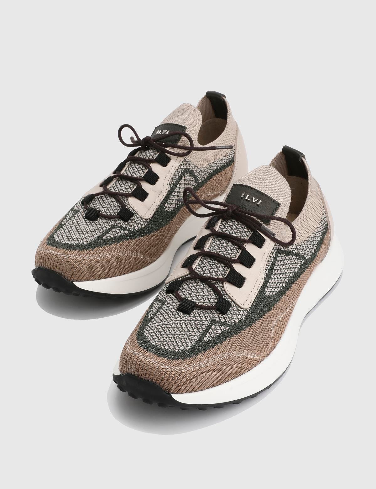 Darwin Beige Leather Tricot Men's Sneaker