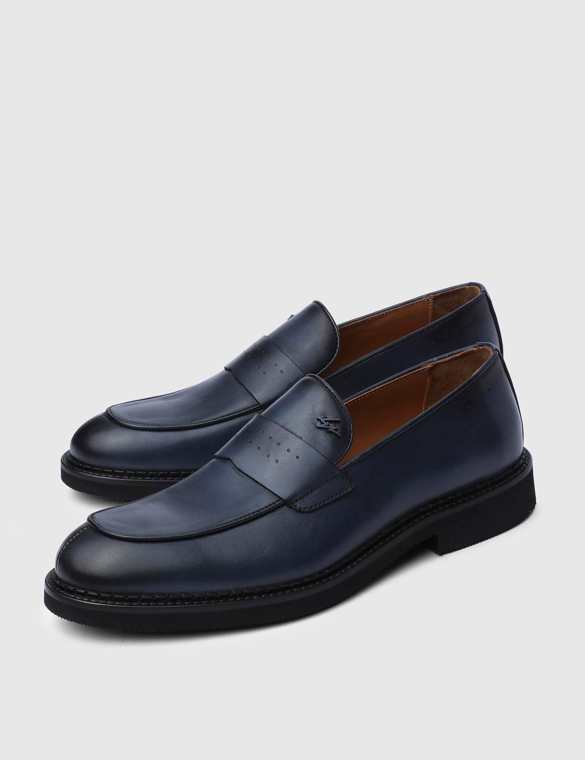 Dawlish Navy Blue Leather Men's Loafer