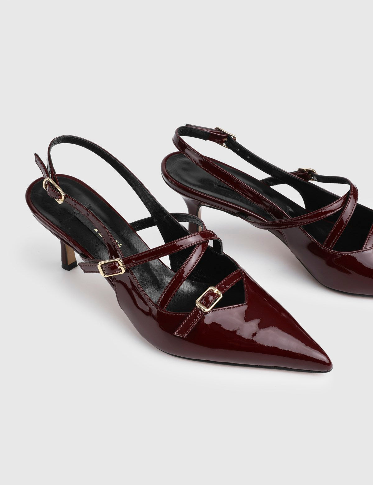 Delora Genuine Patent Leather Women's Burgundy High-Heeled Sandals