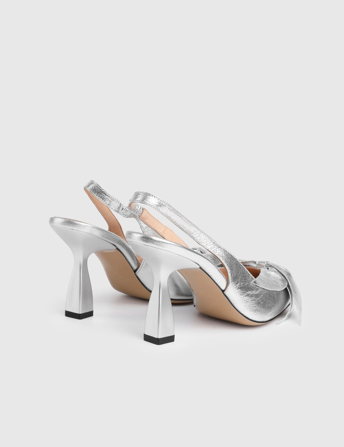Denira Genuine Leather Women's Silver-Colored High-Heeled Sandals